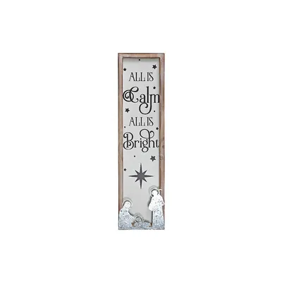 Framed Wood And Metal Sign (all Is Calm All Is Bright)