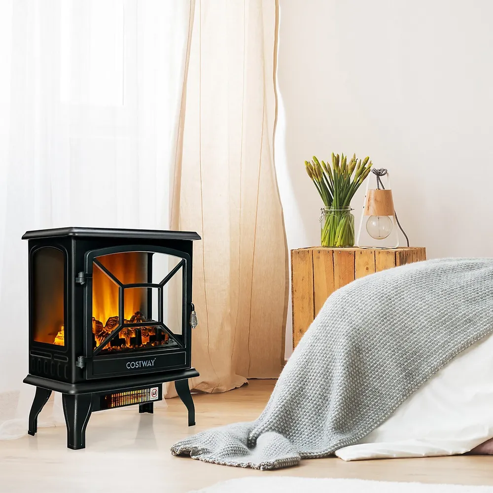Costway 20 Freestanding Electric Fireplace Heater Stove W/ Realistic Flame  Effect 1400w | Southcentre Mall