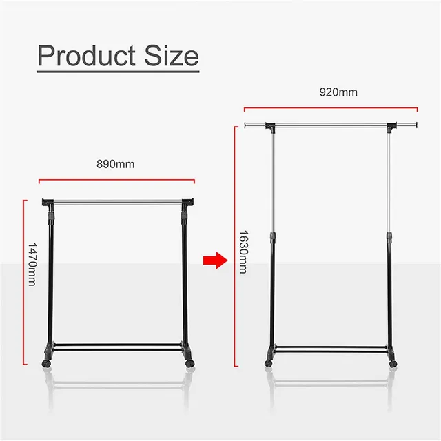 SortWise Expandable Garment Rack, Adjustable Rolling Clothes Rack Clothing  Organizer Shelf With Wheels