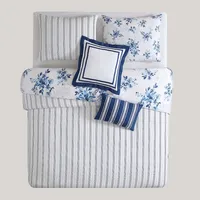 Blue Art 100% Cotton 5-piece Reversible Comforter Set