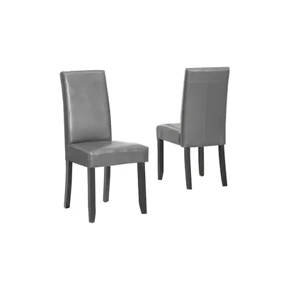 Grey Bonded Leather Padded Chairs (2 Chairs)