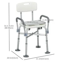 Shower Chair With Removable Padded Cushion Suction Cup Feet
