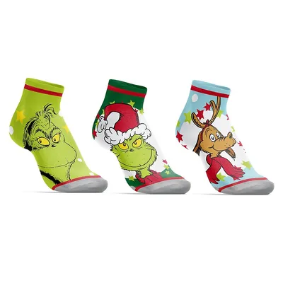 The Grinch Characters 3 Pack Womens Juniors Ankle Socks