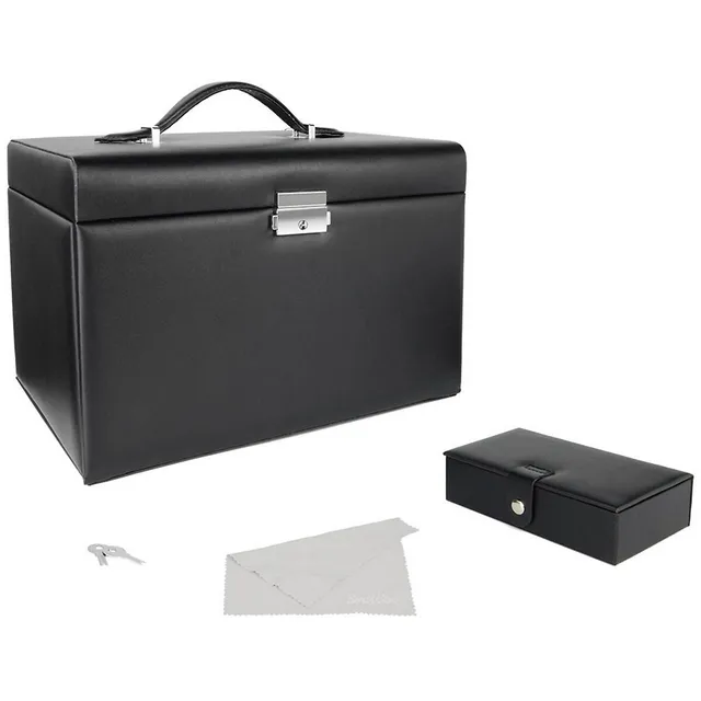 SortWise Lockable Jewellery Box 20 Compartments Leather Showcase