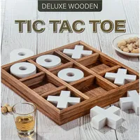 10" Large Elegant Premium Wooden Tic Tac Toe Board Game For Adults & Kids | Wooden Puzzle Game | Coffee Table Wooden Decor & Games | Lightweight