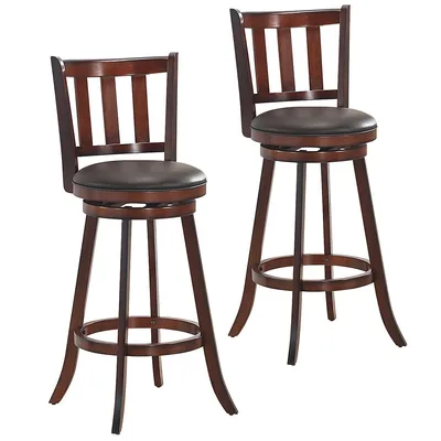 Set Of 31'' Swivel Bar Stool Leather Padded Dining Kitchen Pub Bistro Chair