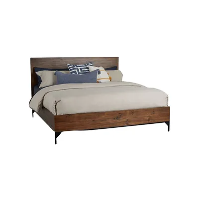 Blackcomb Reclaimed Wood And Metal Platform Bed Coffee Bean - Available 2 Sizes