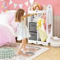 Kids Dress Up Storage Hanging Armoire Dresser Costume Closet W/mirror & Toy Bins