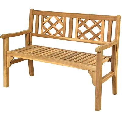 Patio Outdoor Solid Wood Bench Folding Loveseat Chair Park Garden Deck Furniture