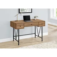 Computer Desk 48" Long Light Reclaimed Wood-look Black Metal