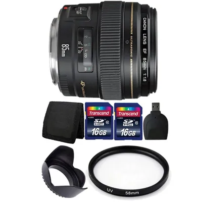 Canon Ef 85mm F/1.8 Usm Lens With Accessories For Canon Slr Cameras