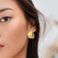 29mm Wide Huggie Earrings In 14k Yellow Gold