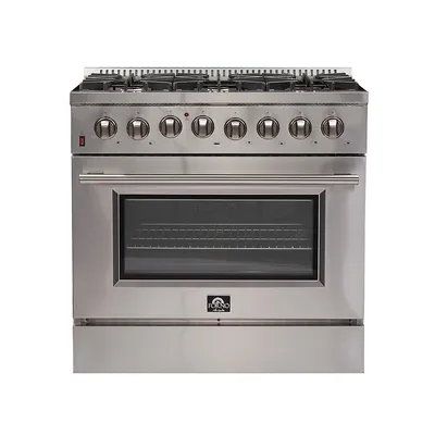 Galiano 36-inch Freestanding Dual Fuel Range All Stainless Steel with 6 Sealed Burners, 5.36 cu.ft. - FFSGS6156-36