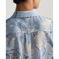 Reg Magnolia Print Cot Silk Shirt