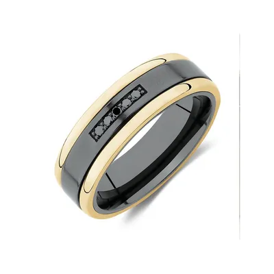 7mm Ring With Enhanced Black Diamonds In 10kt Rose Gold & Black Titanium