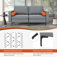 Modern Loveseat 2-seat Sofa Couch W/ 2 Bolsters Side Storage Pocket Ash Grey