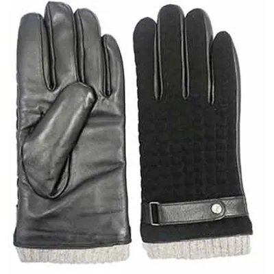 Mens Quilted Fabric Leather Glove