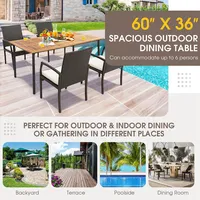 Patio Rectangular Acacia Wood Dining Table With 1.9"umbrella Hole Indoor&outdoor