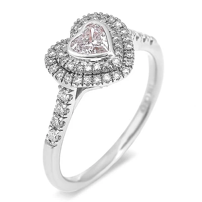 14k White Gold Cttw Heart Shaped Canadian Diamond Halo Ring
