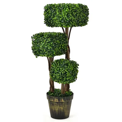 36" Artificial Boxwood Topiary Tree Uv Protected Indoor Outdoor Decor