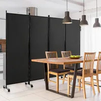 4-panel Folding Room Divider 6ft Rolling Privacy Screen With Lockable Wheels Black/brown/grey/white