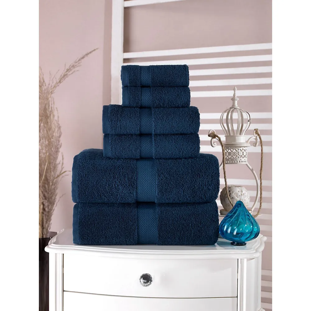 Brooks Brothers Herringbone 6 Pcs Towel Set - Navy