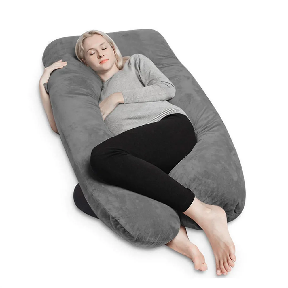 U-Shaped Full Body Pregnancy Pillow with Washable Crystal Fleece Cover,  55in - LIVINGbasics®