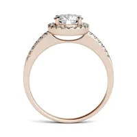 14k Rose Gold & 1.30 Ct. T.w. Created Moissanite Halo Engagement Ring