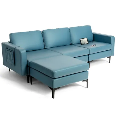 Modular L-shaped Sectional Sofa W/ Reversible Chaise & 2 Usb Ports