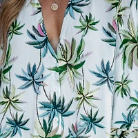 Women's Leaf Print Buttoned Shirt Dress