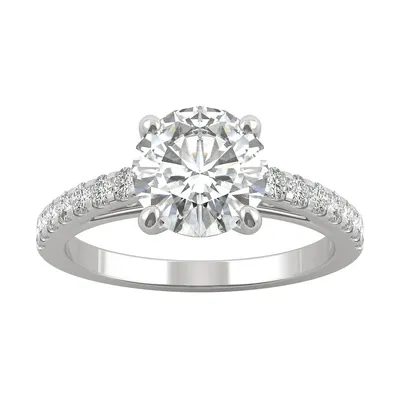 14k White Gold & 2.22 Ct. T.w. Round-cut Created Moissanite Solitaire Ring