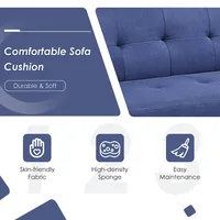 Convertible Futon Sofa Bed Folding Recliner W/usb Ports&power Strip Greyblue