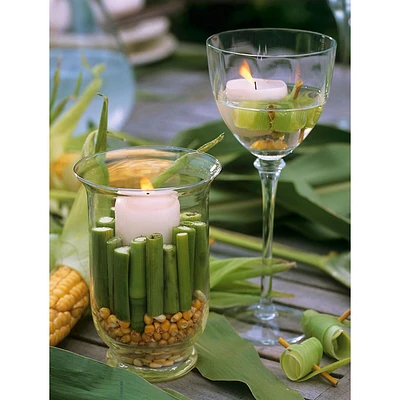 Led Lighted Spring Bamboo Candle In Vase Canvas Wall Art 15.75" X 11.75"