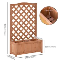 Raised Garden Bed Wood Planter With Trellis For Patio Brown