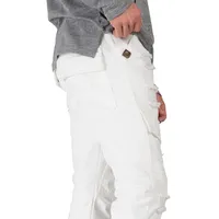 Men's Premium White Jeans Slim Straight Distressed Front Cargo Pockets