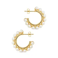 Pearl Bubble Hoops Earring Sterling Forever Gold
