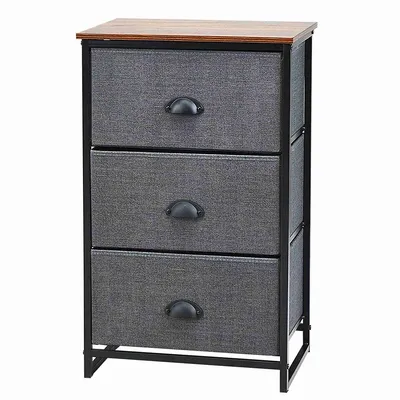 3 Drawers Nightstand Side Table Storage Tower Dresser Chest Home Office Black