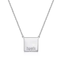 Sterling Silver 16" Luck Plaque Necklace