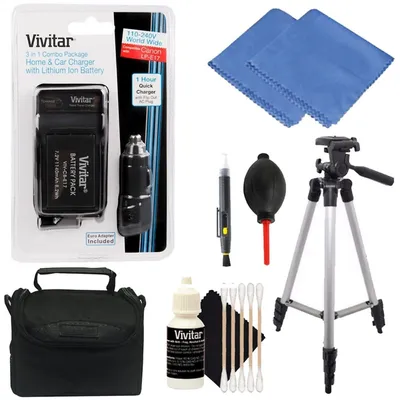 Rechargeable Replacement Battery Canon Lp-e17 + Lens Cleaner + Dust Blower + Cleaning Cloth + Tall Tripod + 3pc Cleaning Kit