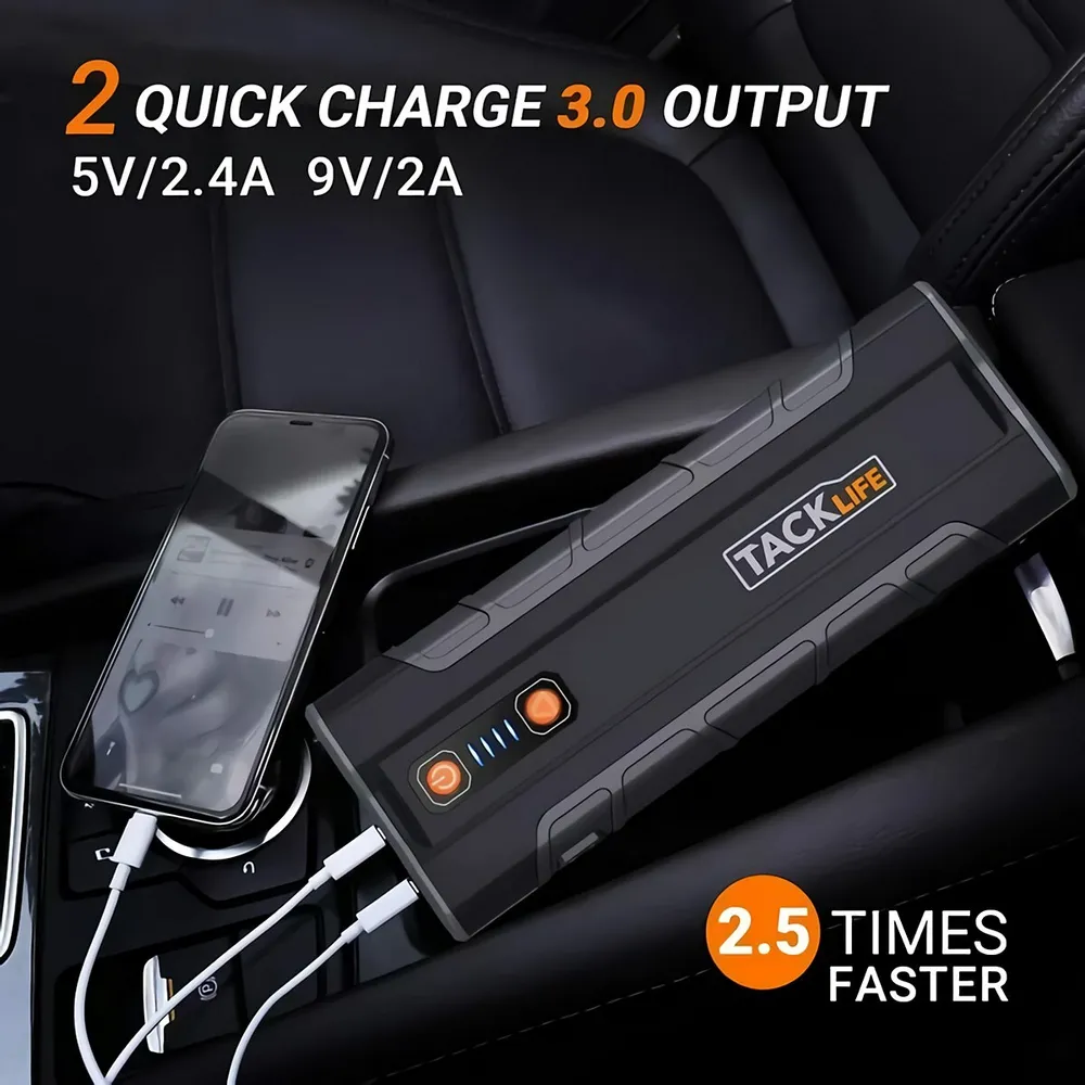 TACKLIFE T8 800A Peak 18000mAh Car Jump Starter up to 7.0L Gas Power Bank  Battery