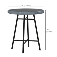 Patio Wicker End Table With Plastic Wood Table Top, Grey