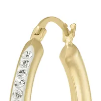 10kt 25mm With Crystal Front Yellow Gold Hoop Earrings