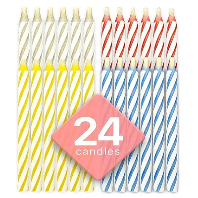 Birthday Candles Large Multicolored Spiral (24-count) Pastry Cake Decorations