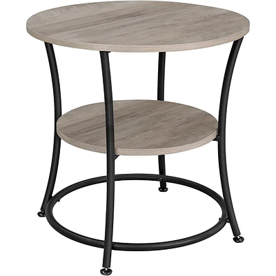 Boutique Home Side Round End Table With 2 Shelves Ideal For Living Room, Den Or Bedroom