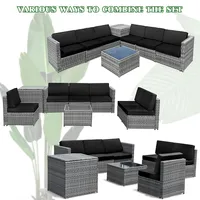 8 Pcs Wicker Sofa Rattan Dinning Set Patio Furniture W/ Storage Outdoor