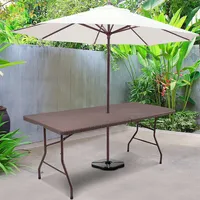 6' Folding Table Rattan Portable Indoor Outdoor Picnic Party Dining Camping