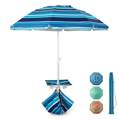 6.5ft Patio Beach Sunshade Umbrella Portable Tilt Outdoor Yellowith Green/navy/blue