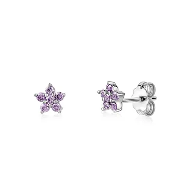 Sterling Silver Small Flower Stud Earrings For Girls 6mm