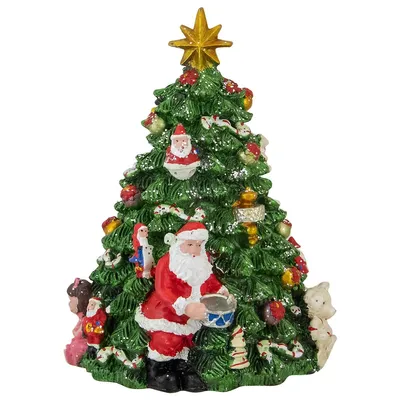 5.5" Santa Christmas Tree Rotating Music Box