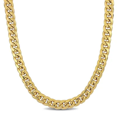 9.25mm Miami Cuban Link Chain Necklace In 10k Yellow Gold
